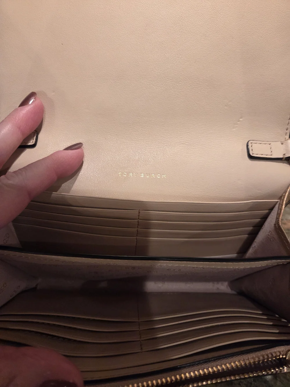 Tory Burch Iridescent Rose Gold Chain Crossbody Bag